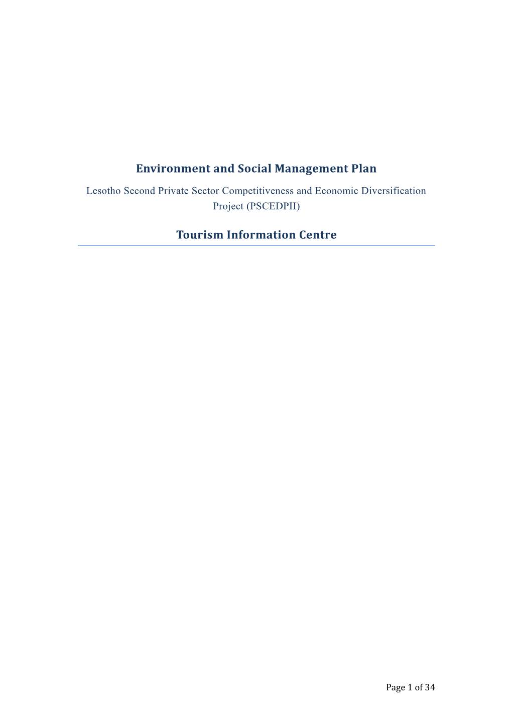 Environment and Social Management Plan