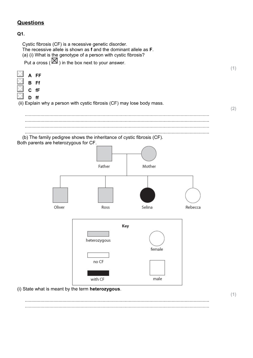 Cystic Fibrosis (CF) Is a Recessive Genetic Disorder