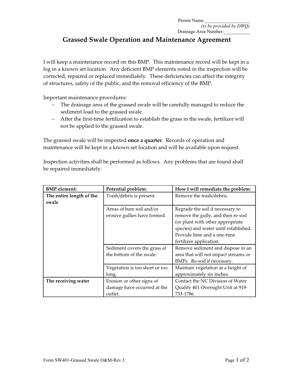 Wet Detention Basin Inspection and Maintenance Agreement s1