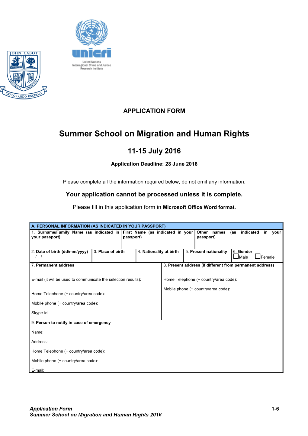 Summer School Onmigration and Human Rights