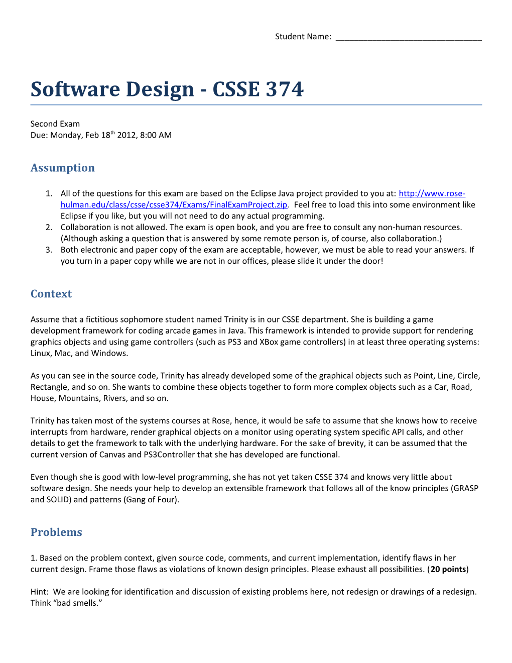 Software Design - CSSE 374