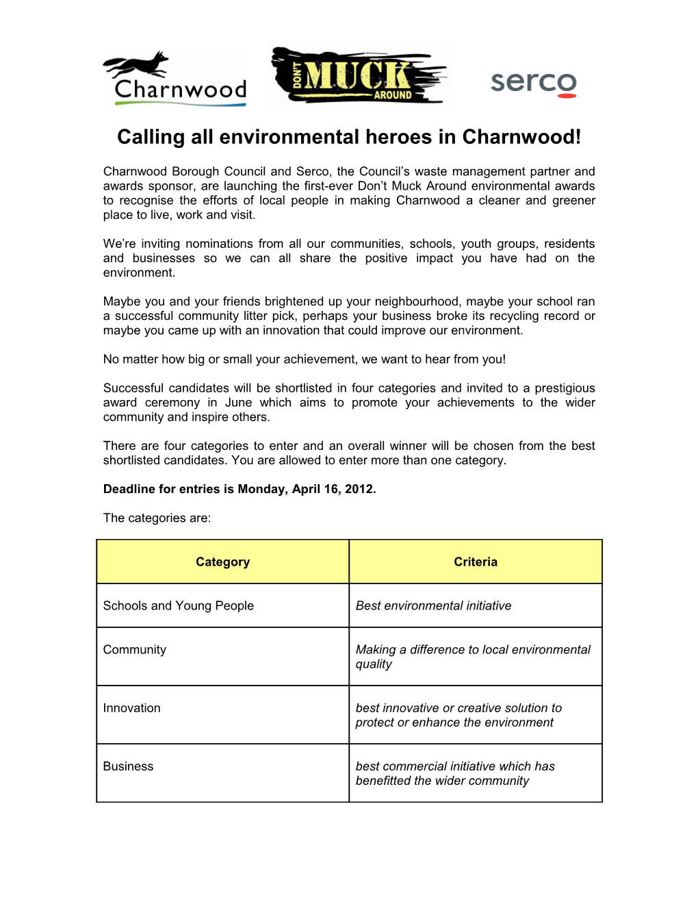 Calling All Environmental Heroes in Charnwood
