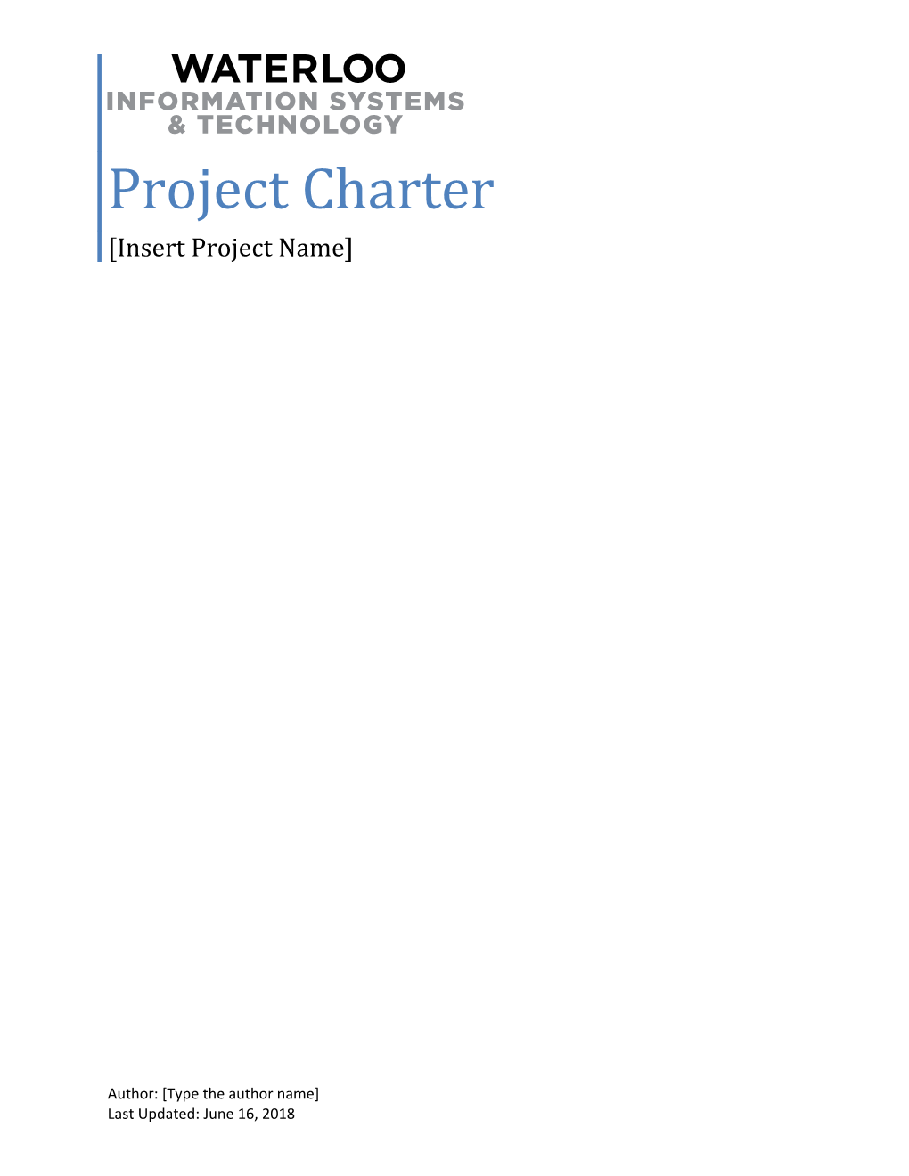 Project Charter Insert Project Name