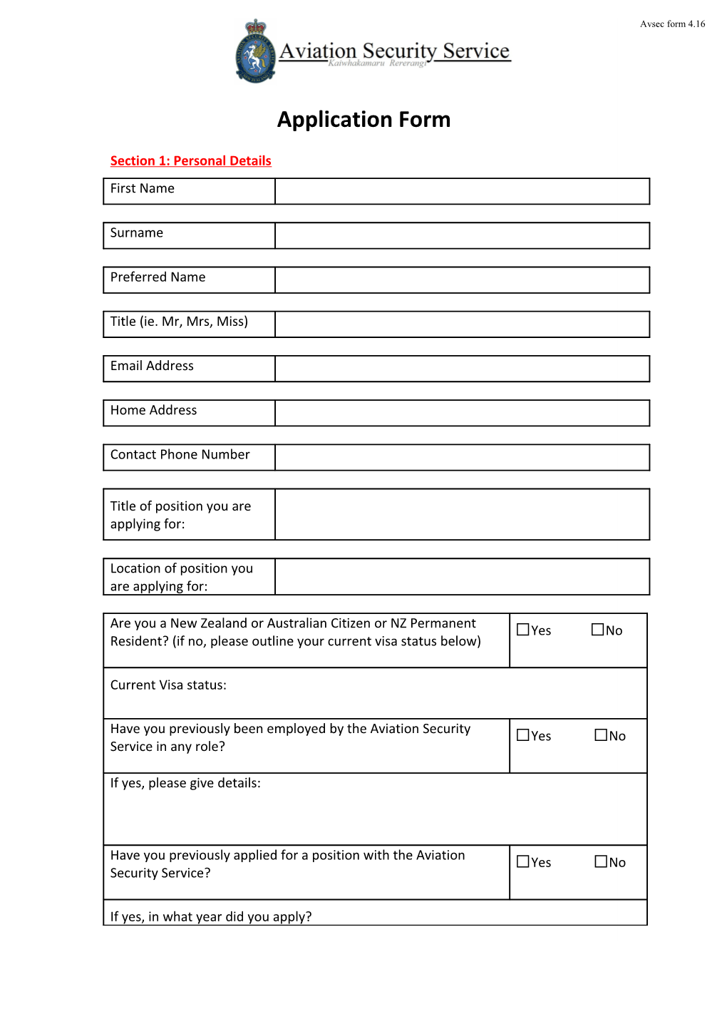 Employment Application Form s2