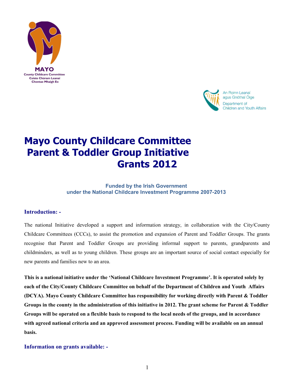 Mayo Countychildcare Committee