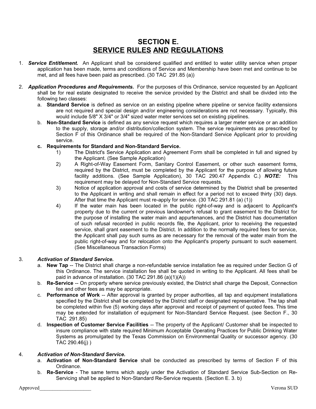 Service Rules and Regulations