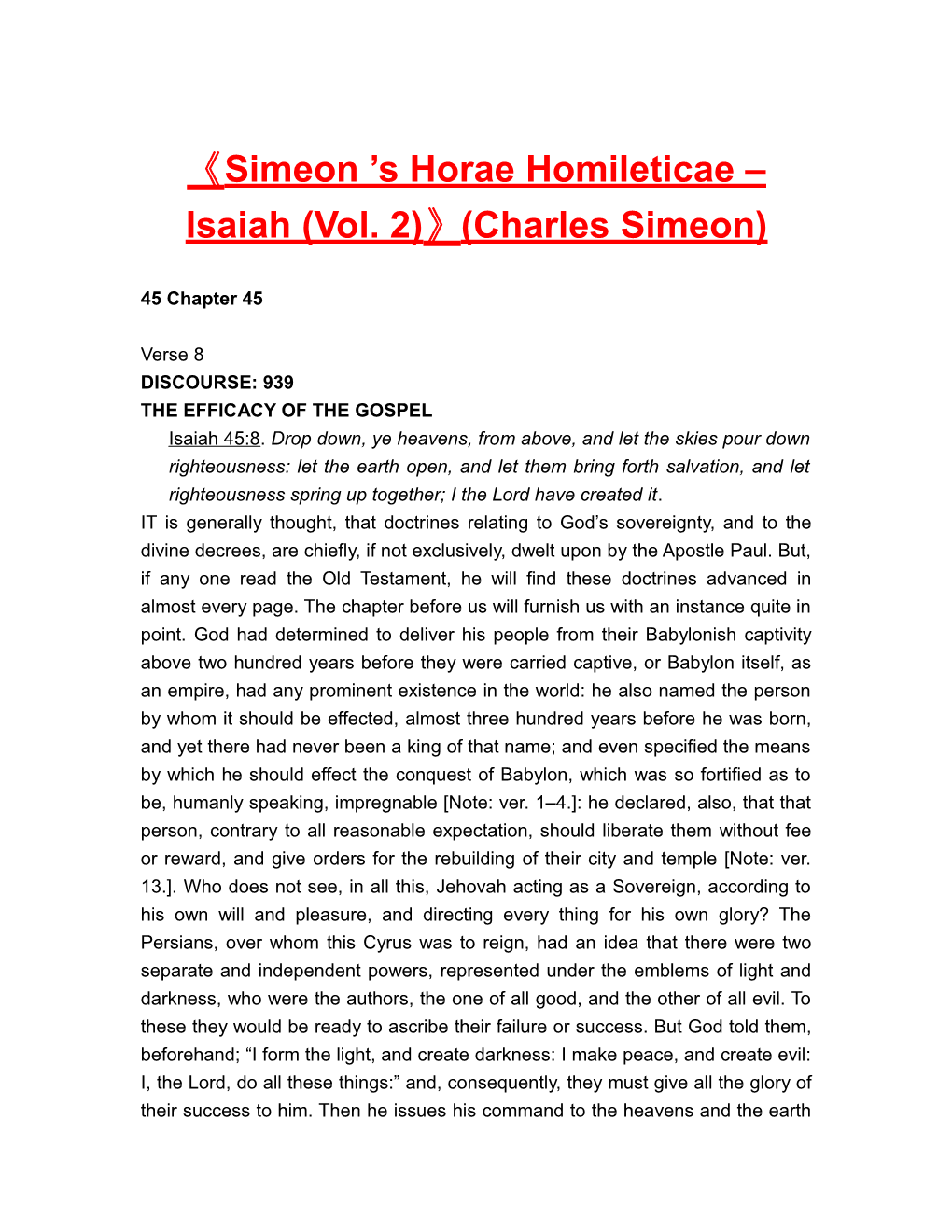 Simeon S Horae Homileticae Isaiah (Vol. 2) (Charles Simeon)