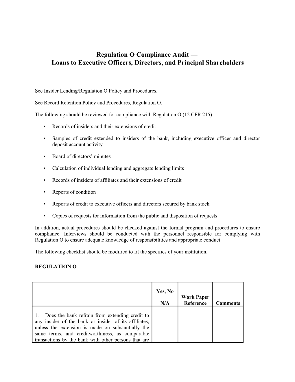 Internal Audit Programs