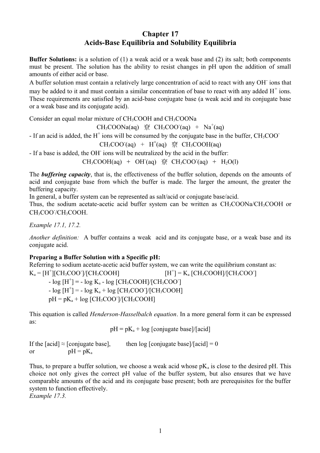 Acids-Base Equilibria and Solubility Equilibria