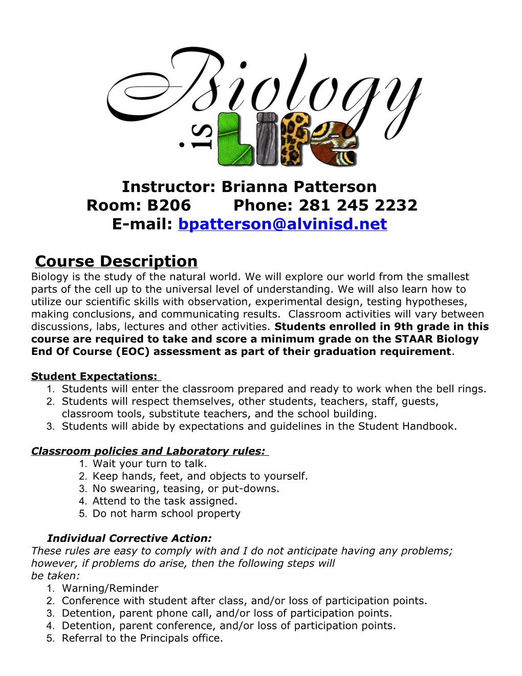 Instructor: Brianna Patterson