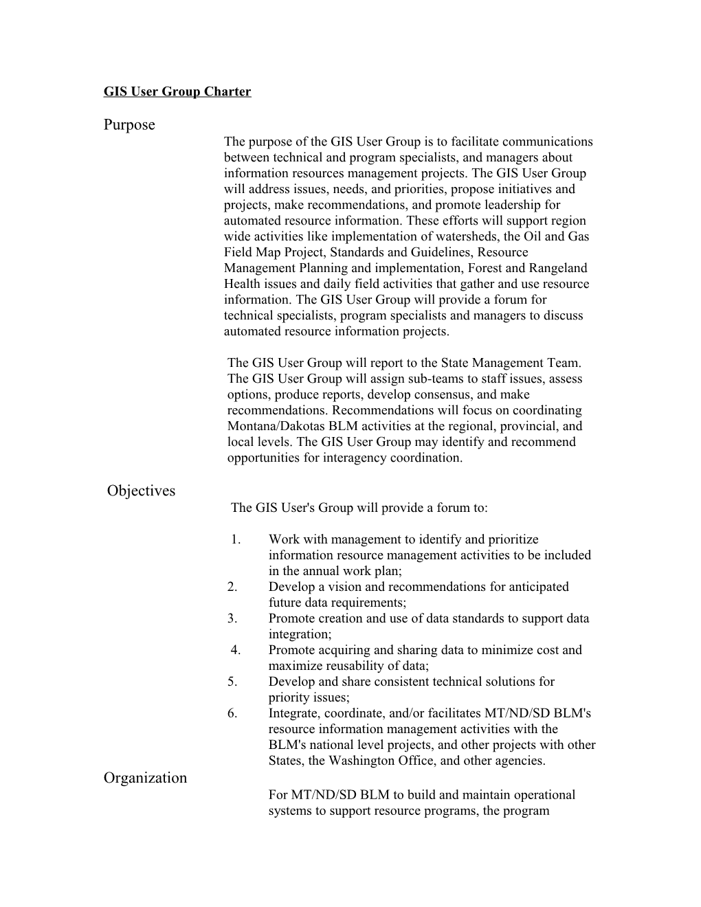 Here Is a Detailed Charter Information About the Field User Group