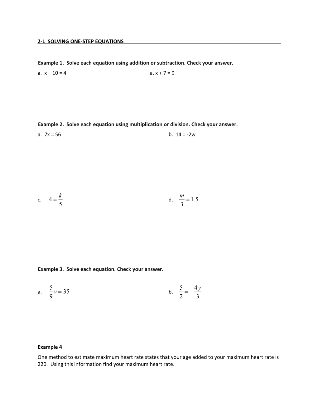 Example 1. Solve Each Equation Using Addition Or Subtraction. Check Your Answer