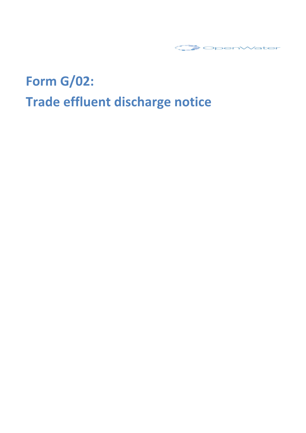 Trade Effluent Discharge Notice