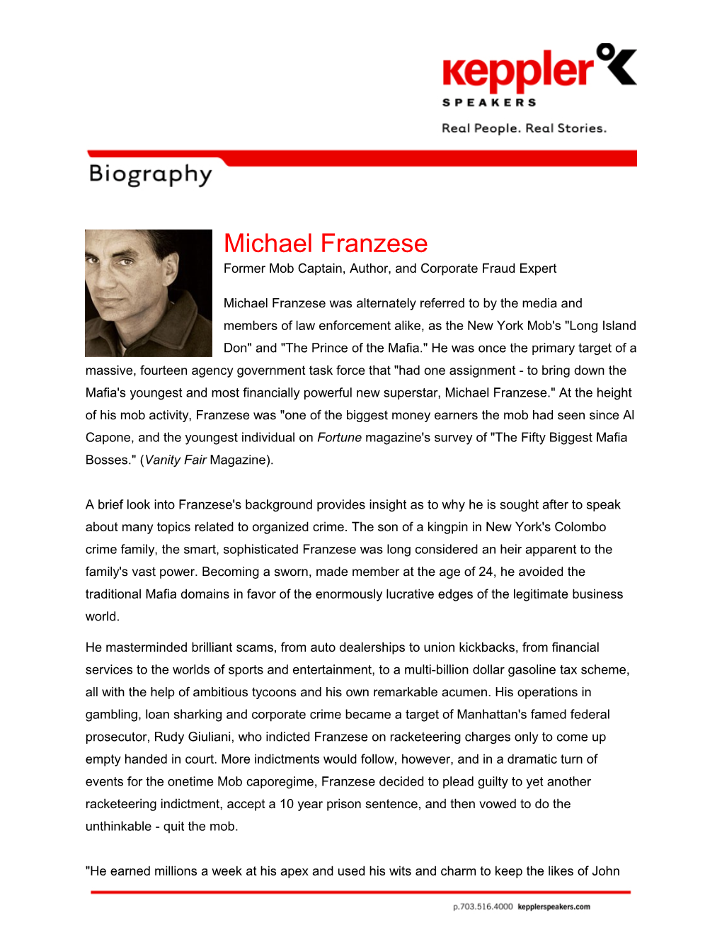 Michael Franzese Former Mob Captain, Author, and Corporate Fraud Expert