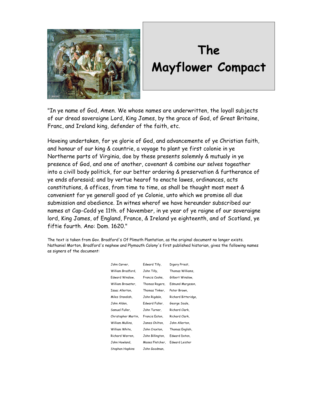 The Mayflower Compact