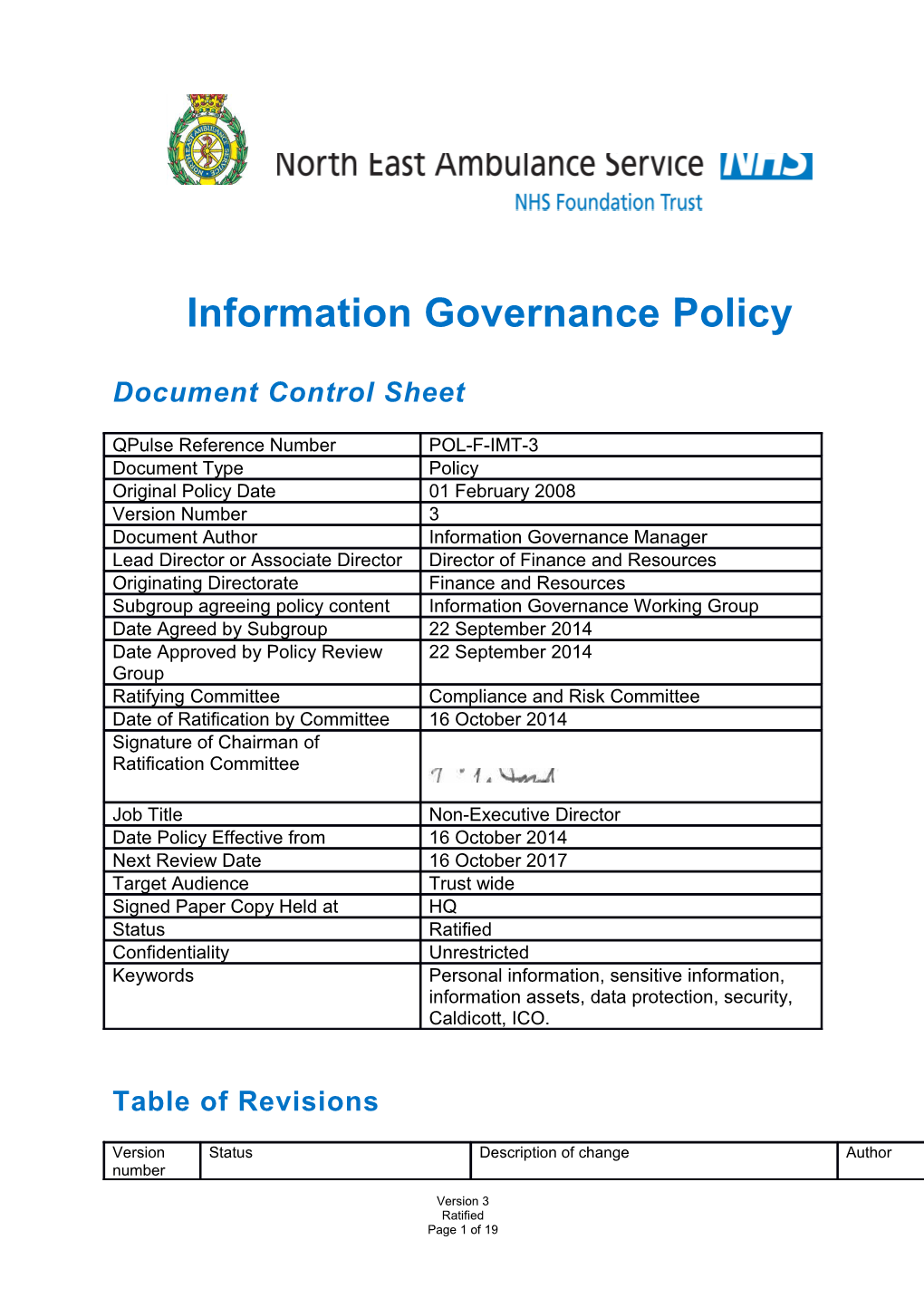 Informationgovernance Policy