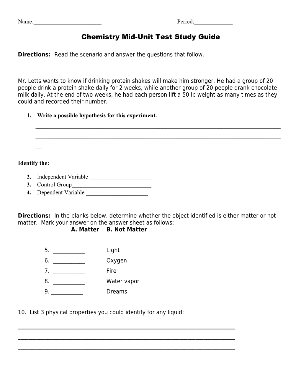 Basic Chemistry Test