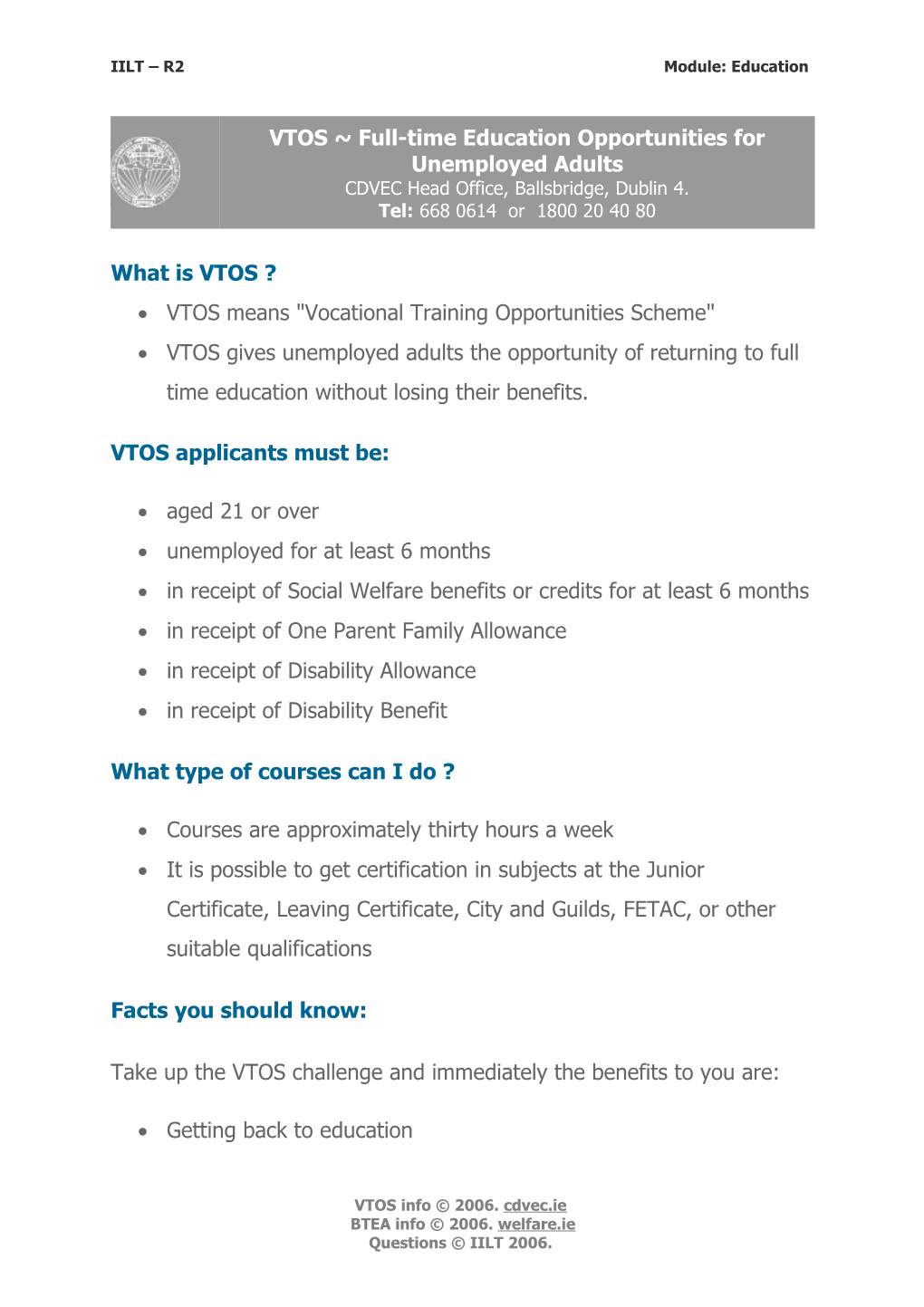 IILT R2 Module: Education