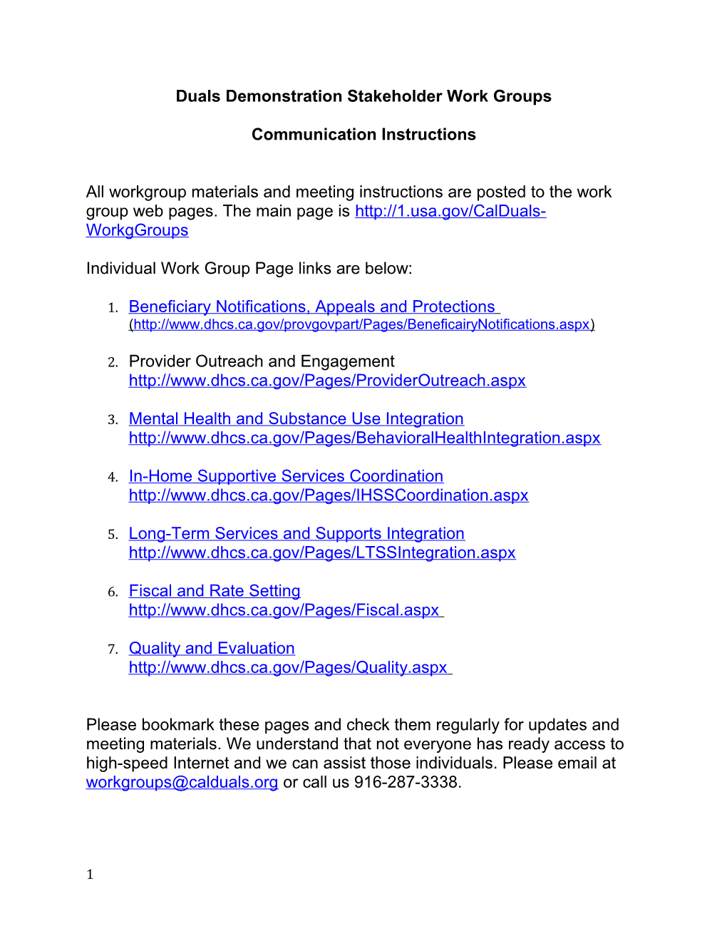 Workgroup Communication Instructions