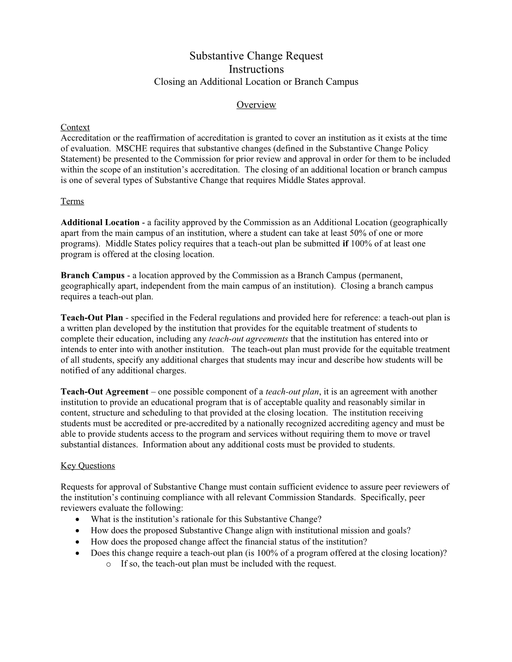 Substantive Change Application Form