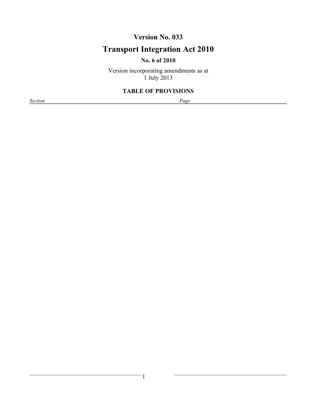 Transport Integration Act 2010