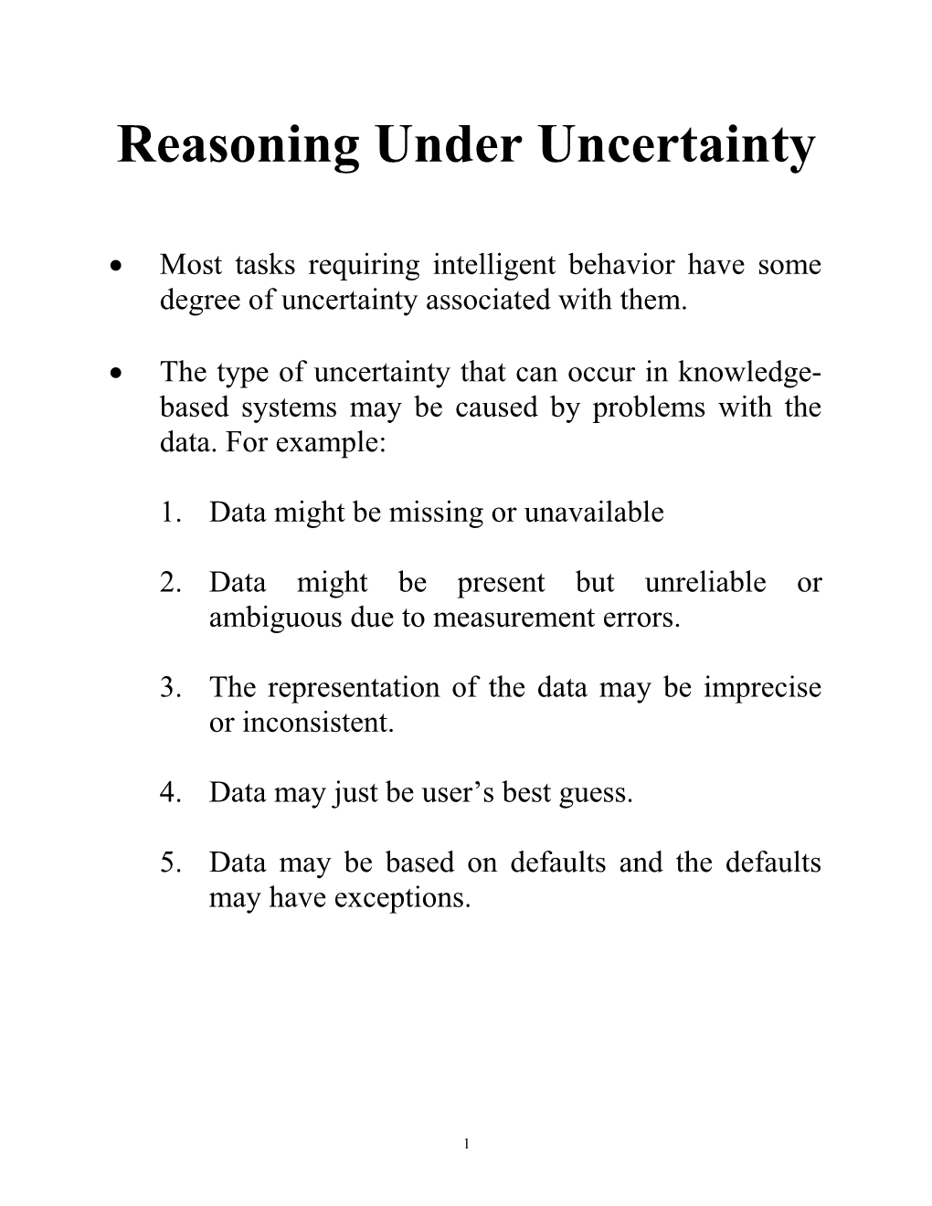 Chapter 4. Reasoning Under Uncertainty