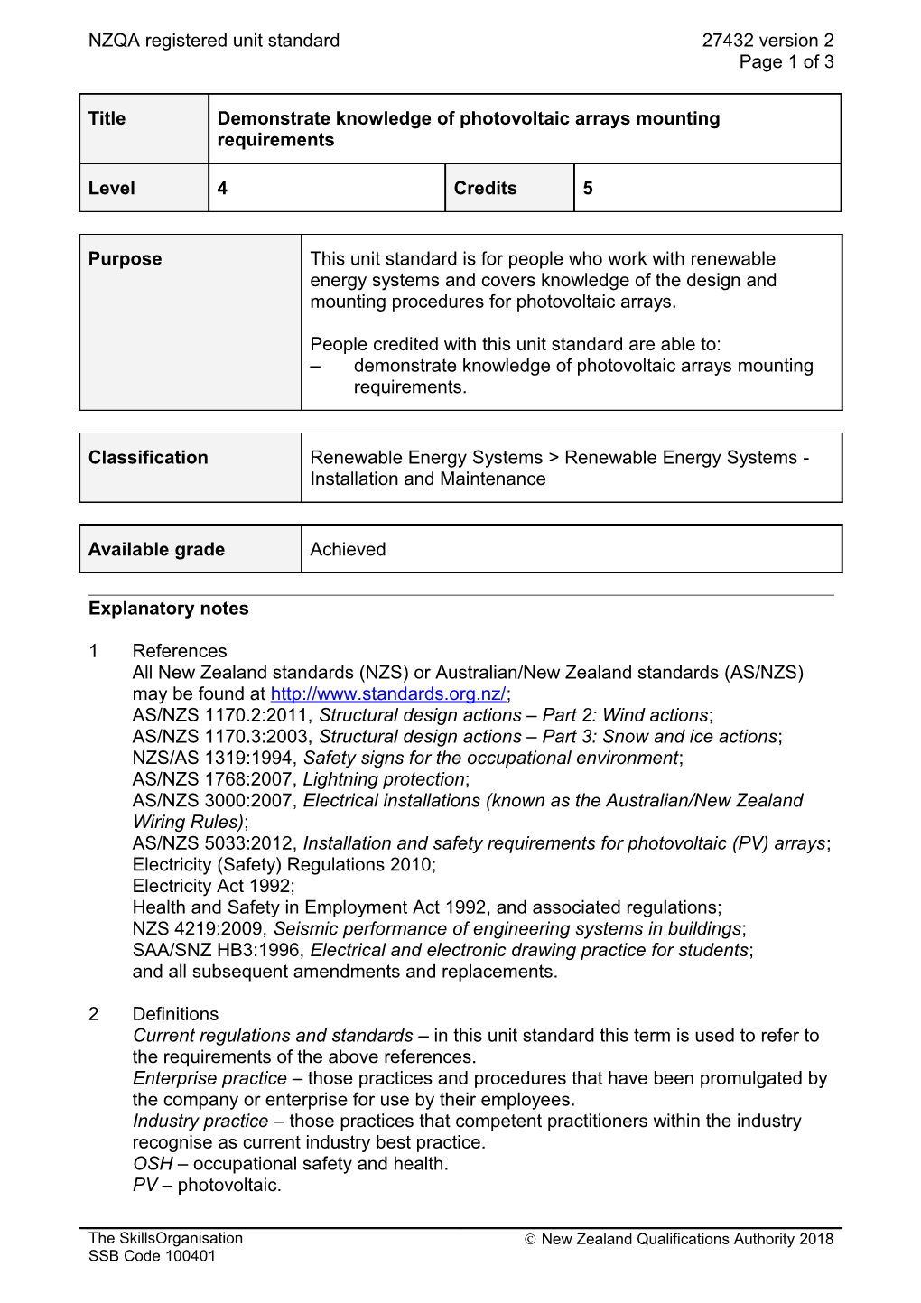 27432 Demonstrate Knowledge of Photovoltaic Arrays Mounting Requirements