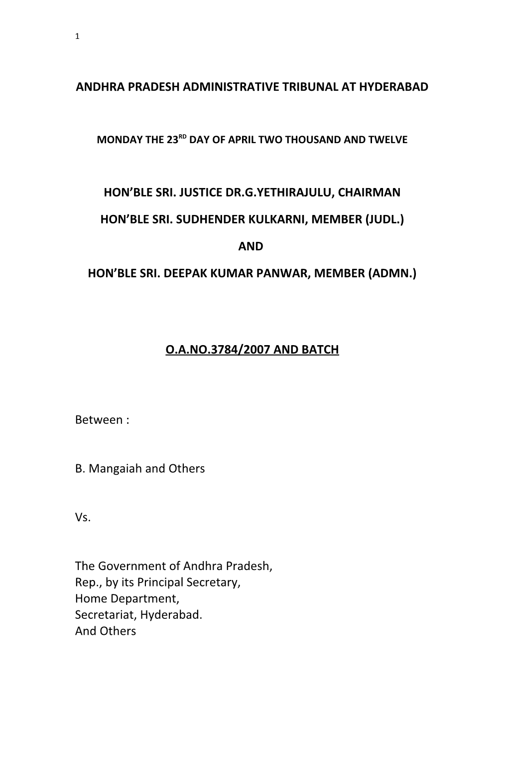 Andhra Pradesh Administrative Tribunal at Hyderabad s1