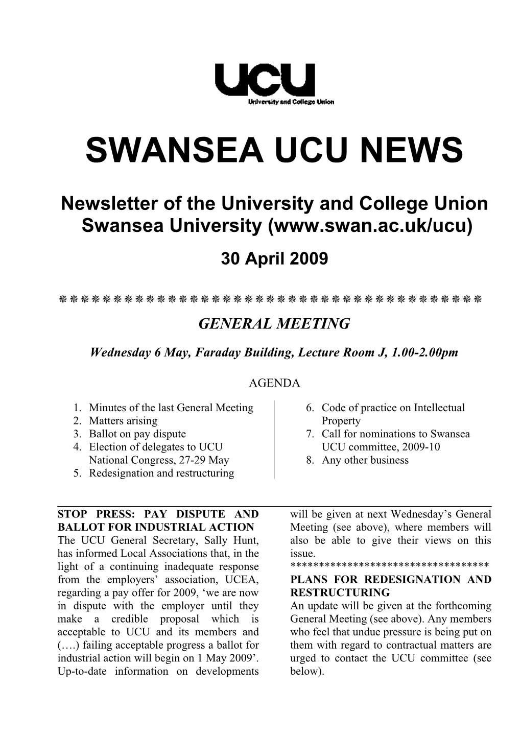 Newsletter of the University and College Union