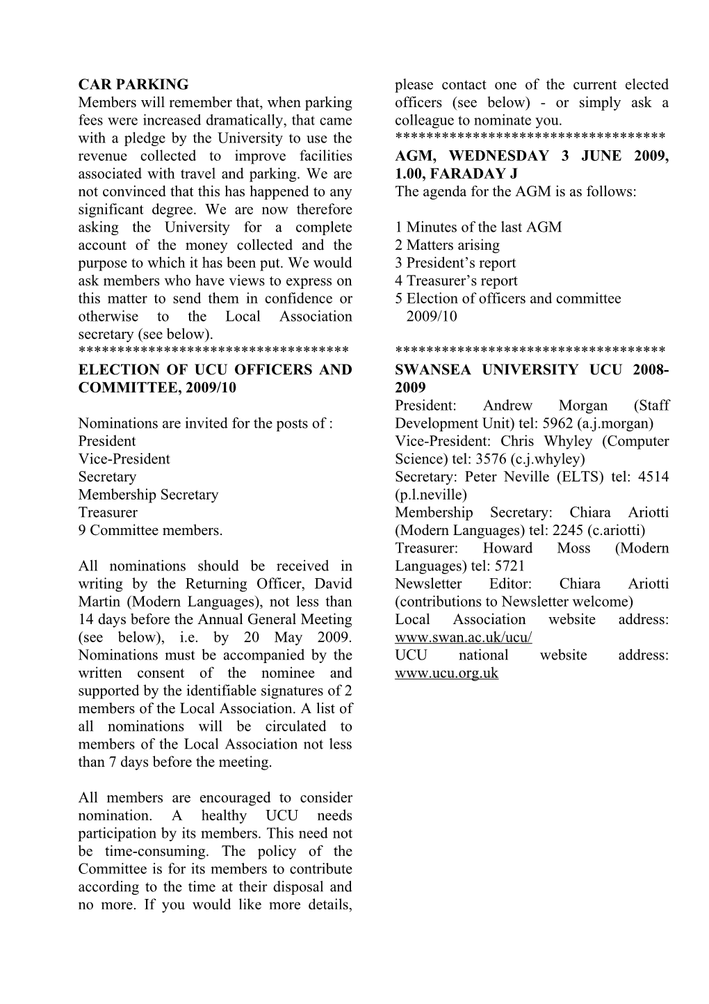 Newsletter of the University and College Union