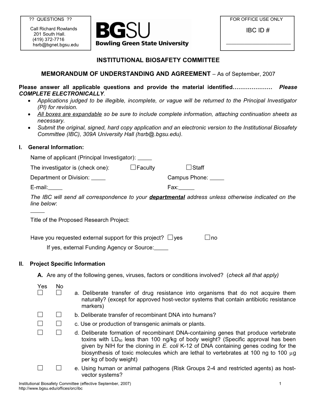 Institutional Biosafety Committee