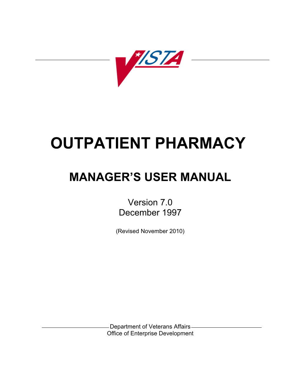 Outpatient Pharmacy User Manual
