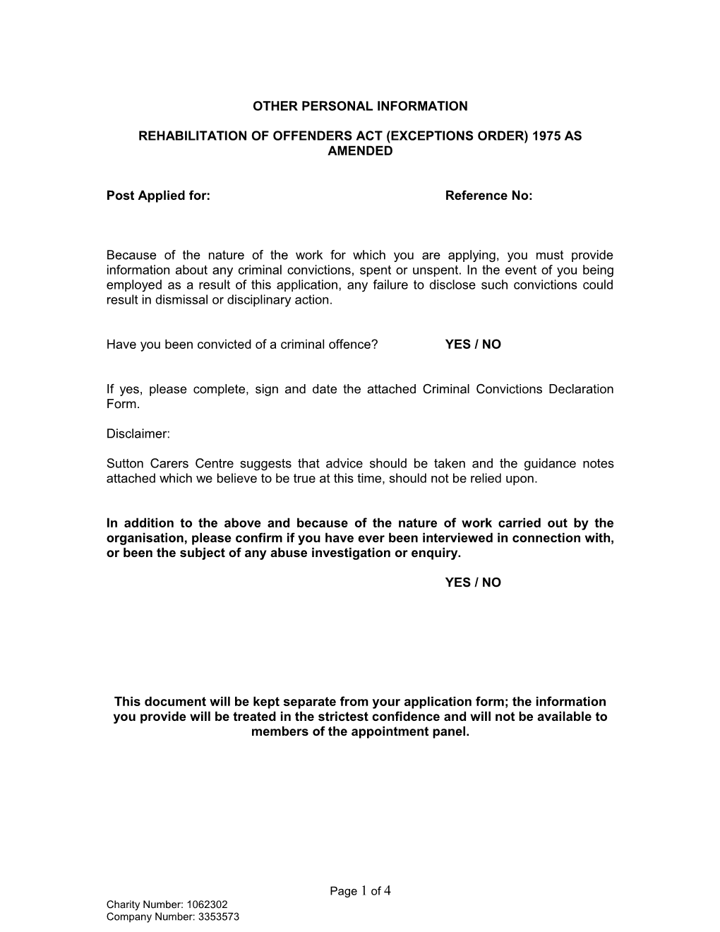Rehabilitation of Offenders Act (Exceptions Order) 1975 As Amended