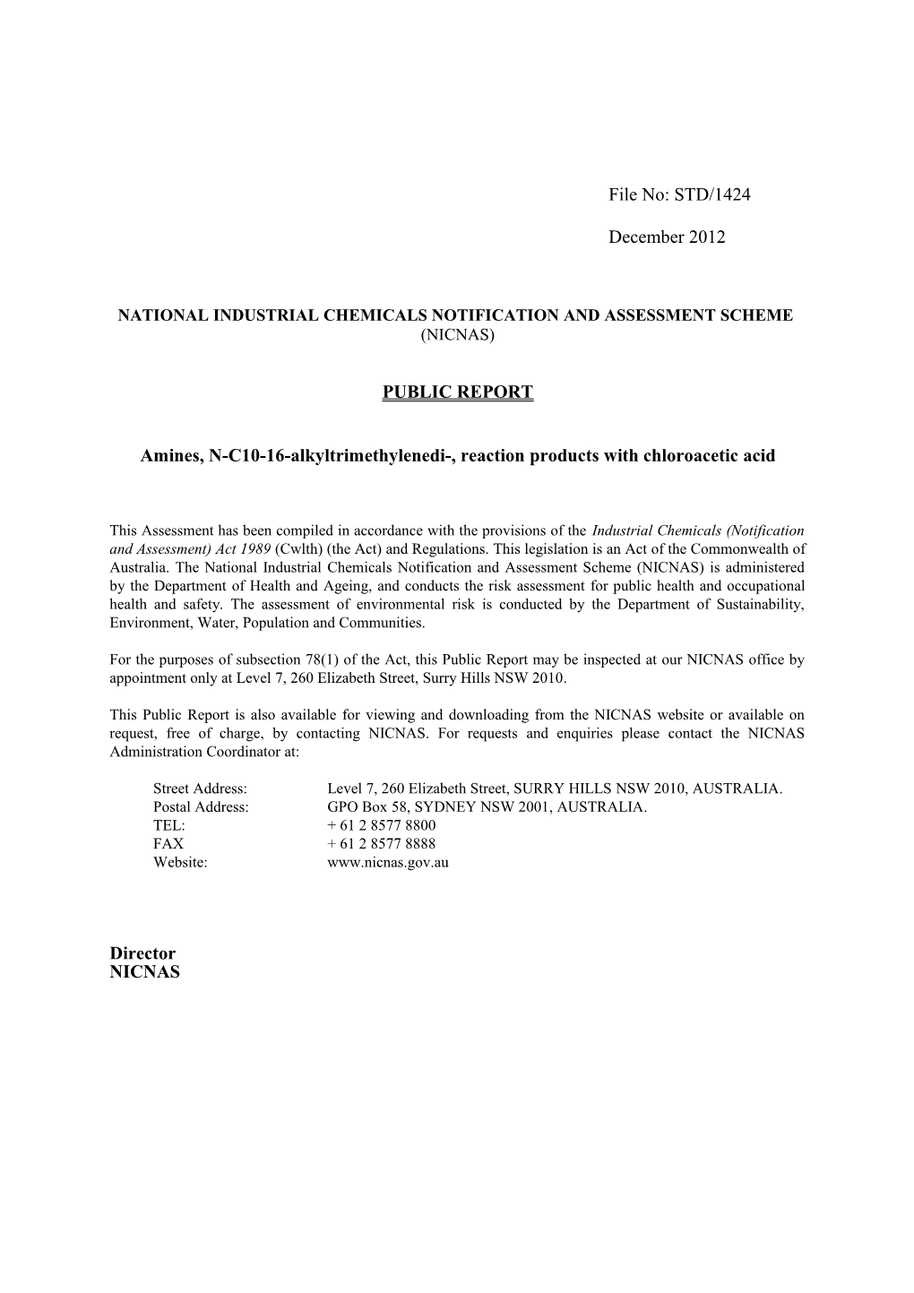 National Industrial Chemicals Notification and Assessment Scheme s64