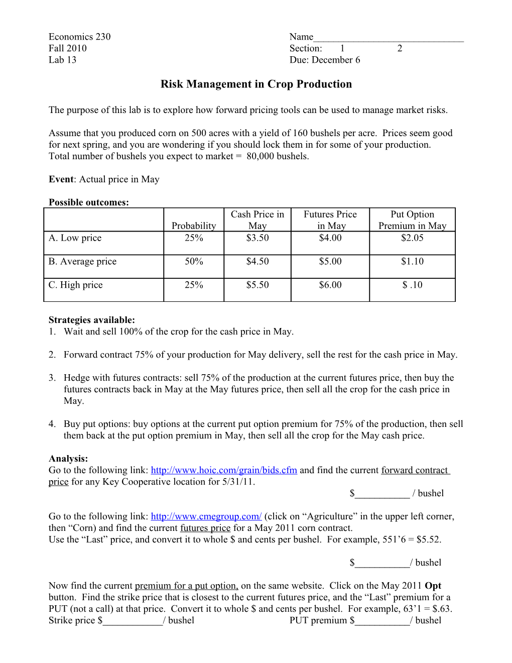 Risk Management in Crop Production