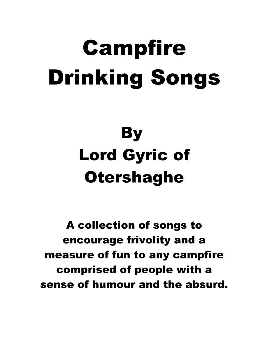 Campfire Drinking Songs