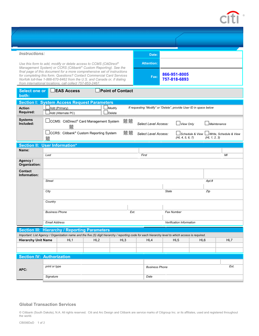 Citidirect Access Application