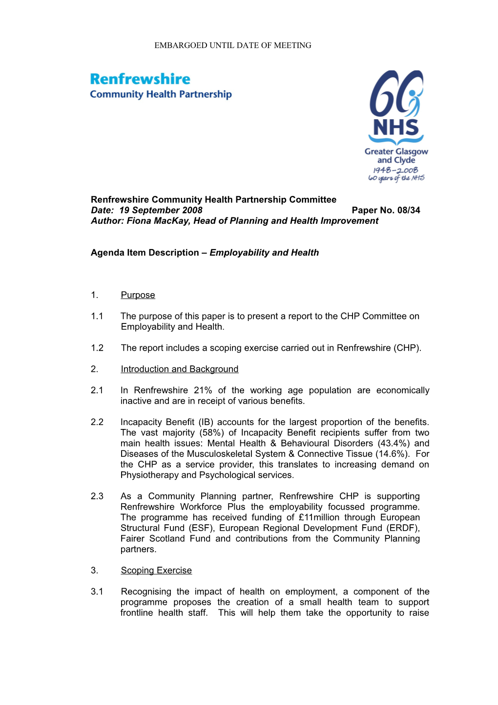 Renfrewshire Community Health Partnership Committee