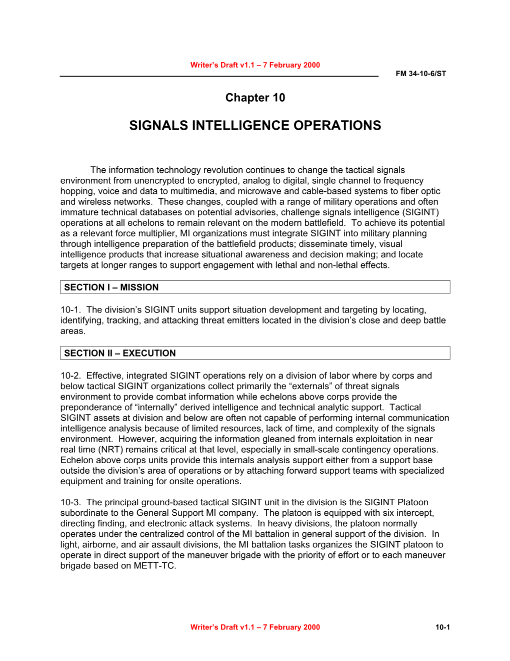 Signals Intelligence Operations