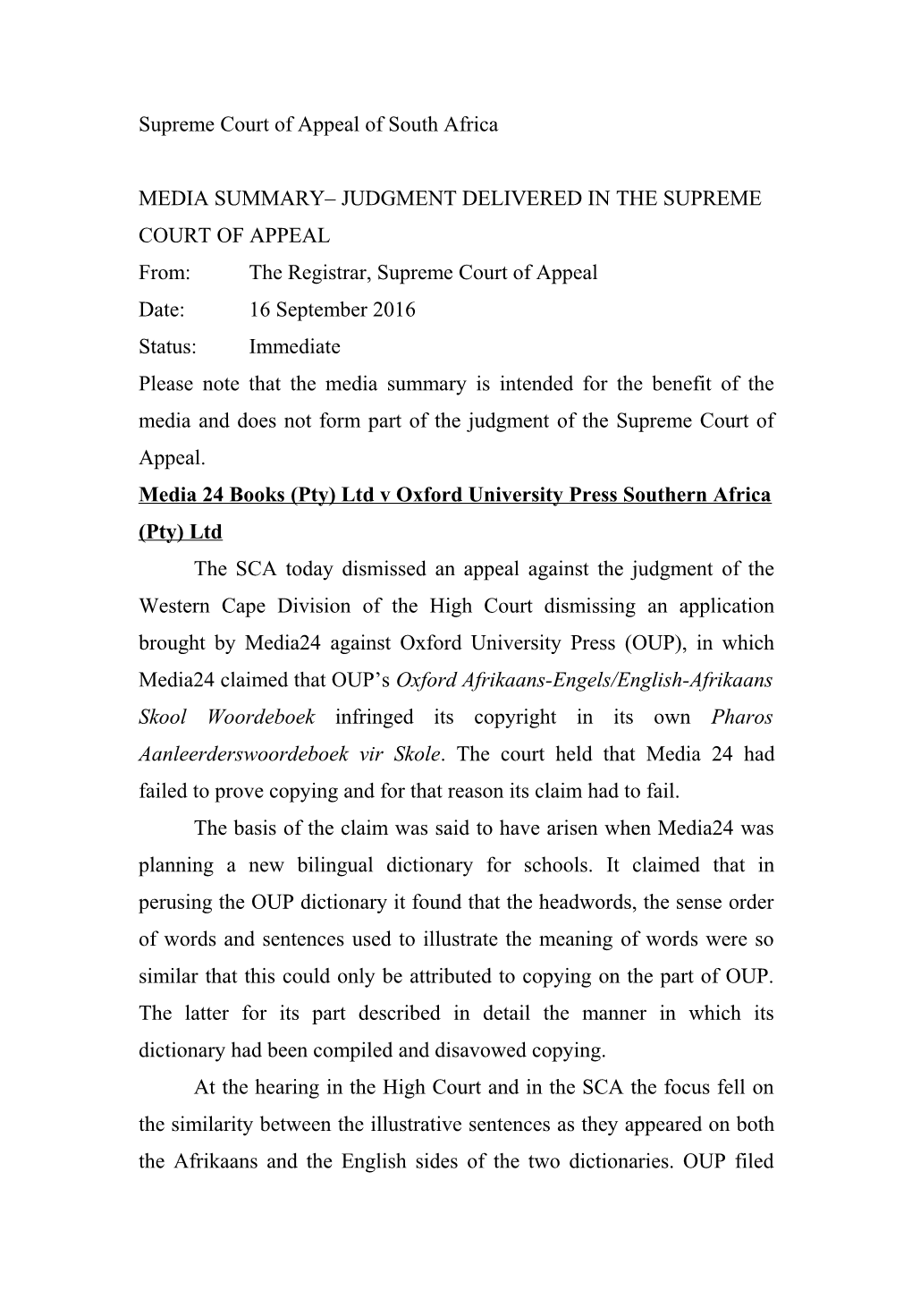 Supreme Court of Appeal of South Africa s5