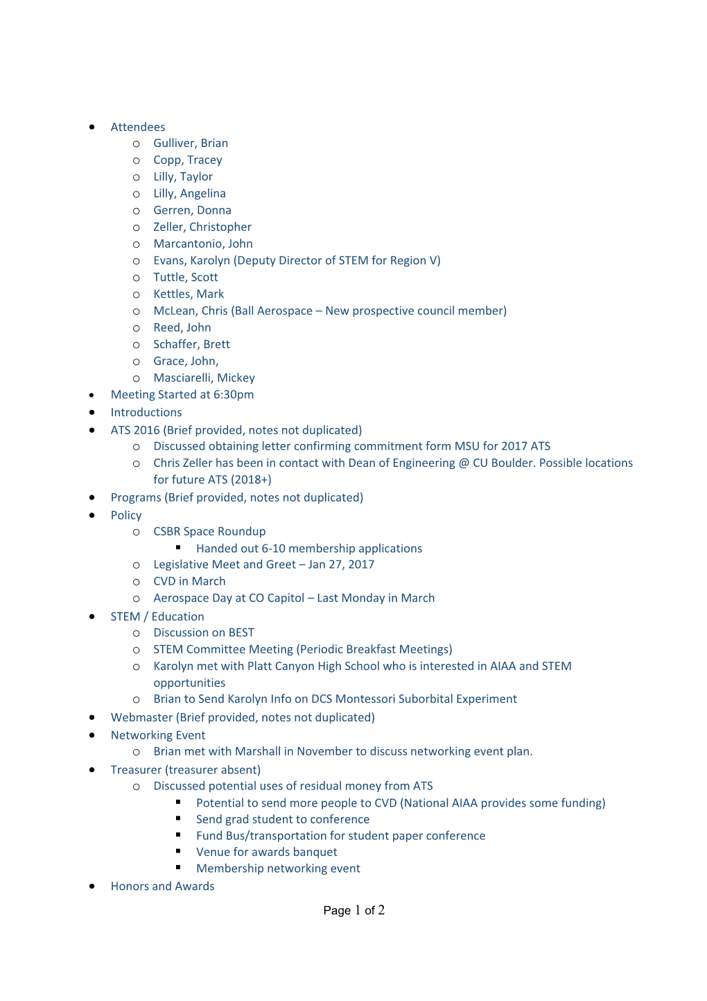 Minutes of the Rocky Mountain Section of AIAA s2