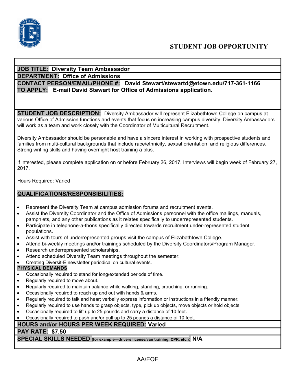 Student Employment Information Form (Seif) s1