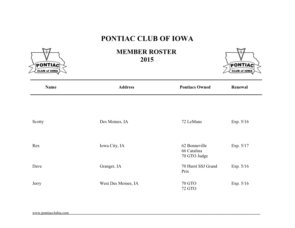 Pontiac Club of Iowa