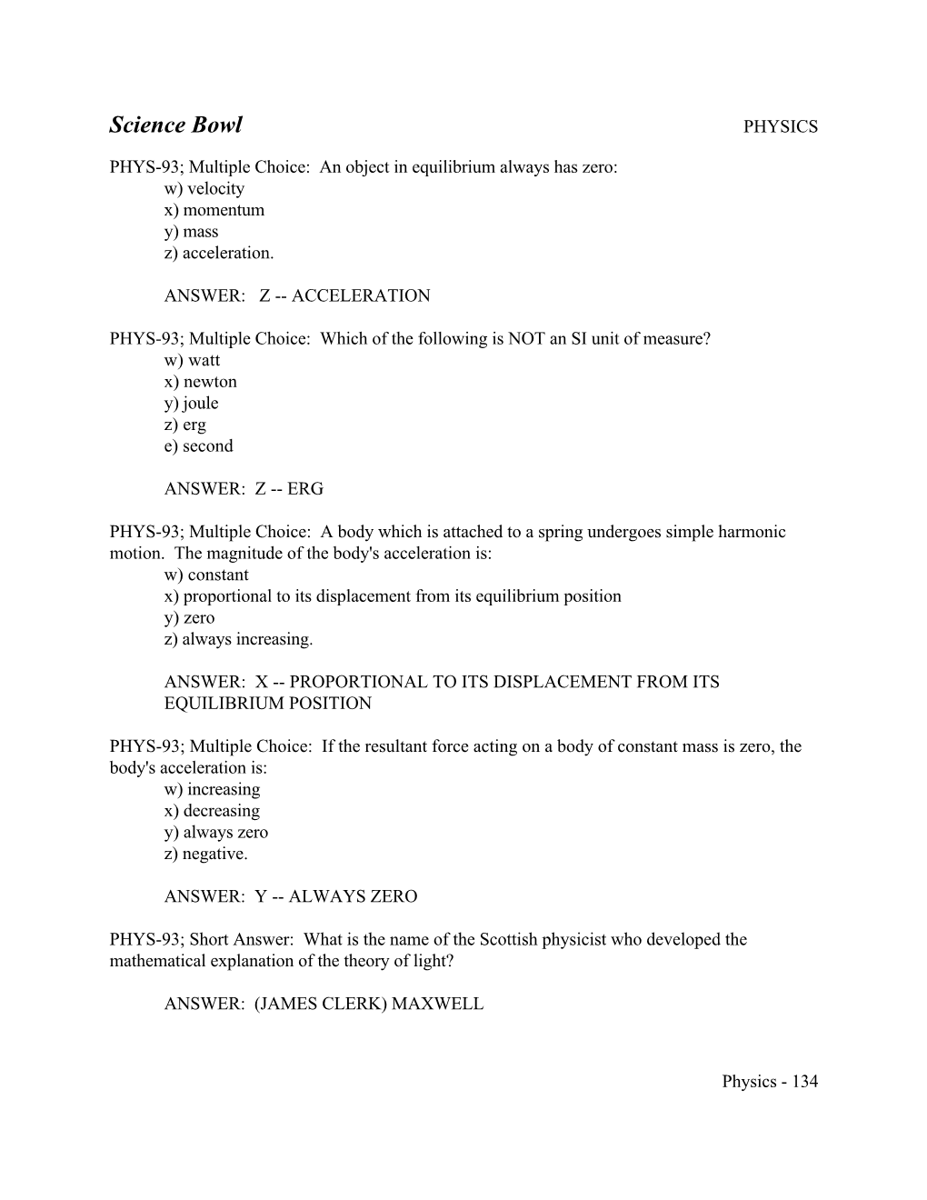 Science Bowl (Physics Part 20)