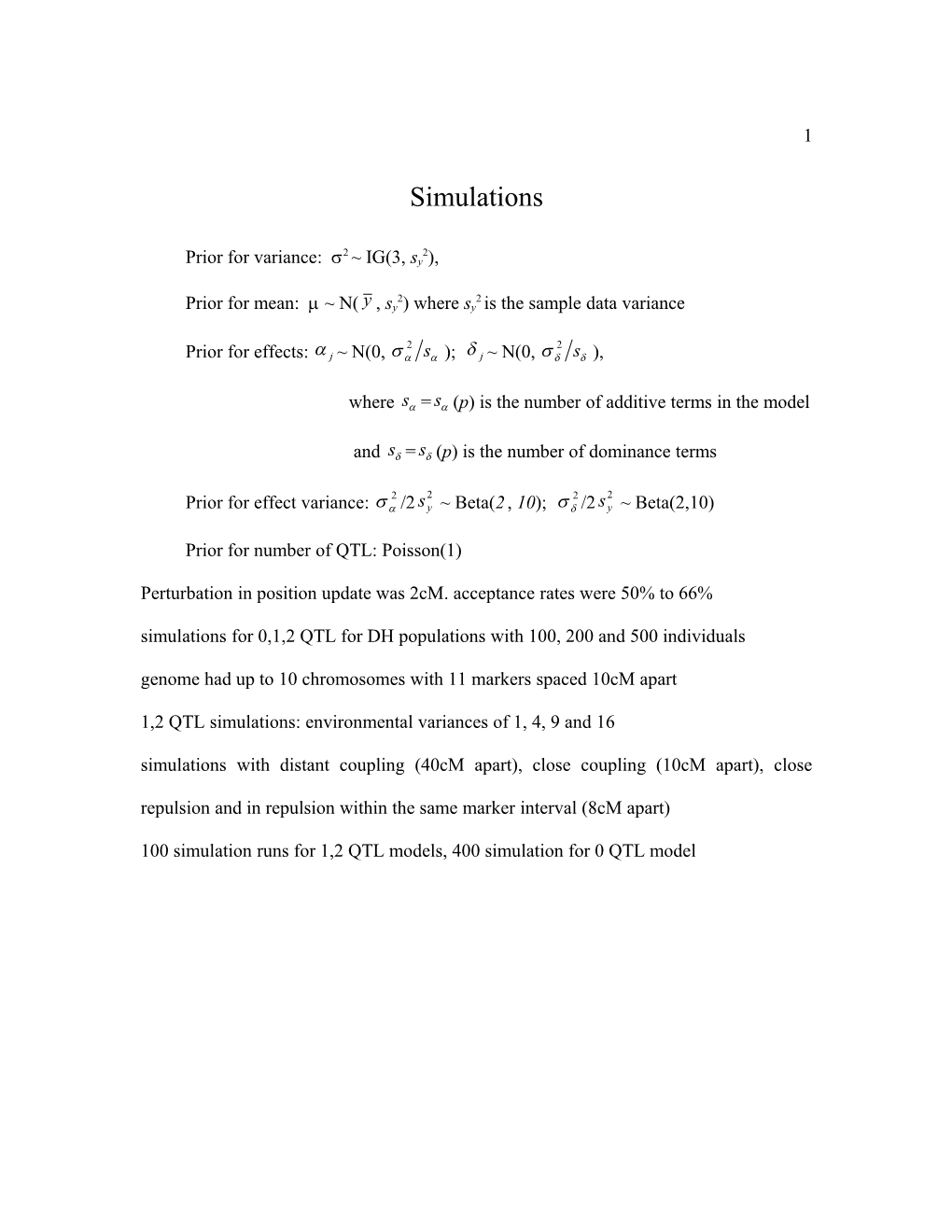 Prior for Mean: M N(, Sy2) Where Sy2 Is the Sample Data Variance