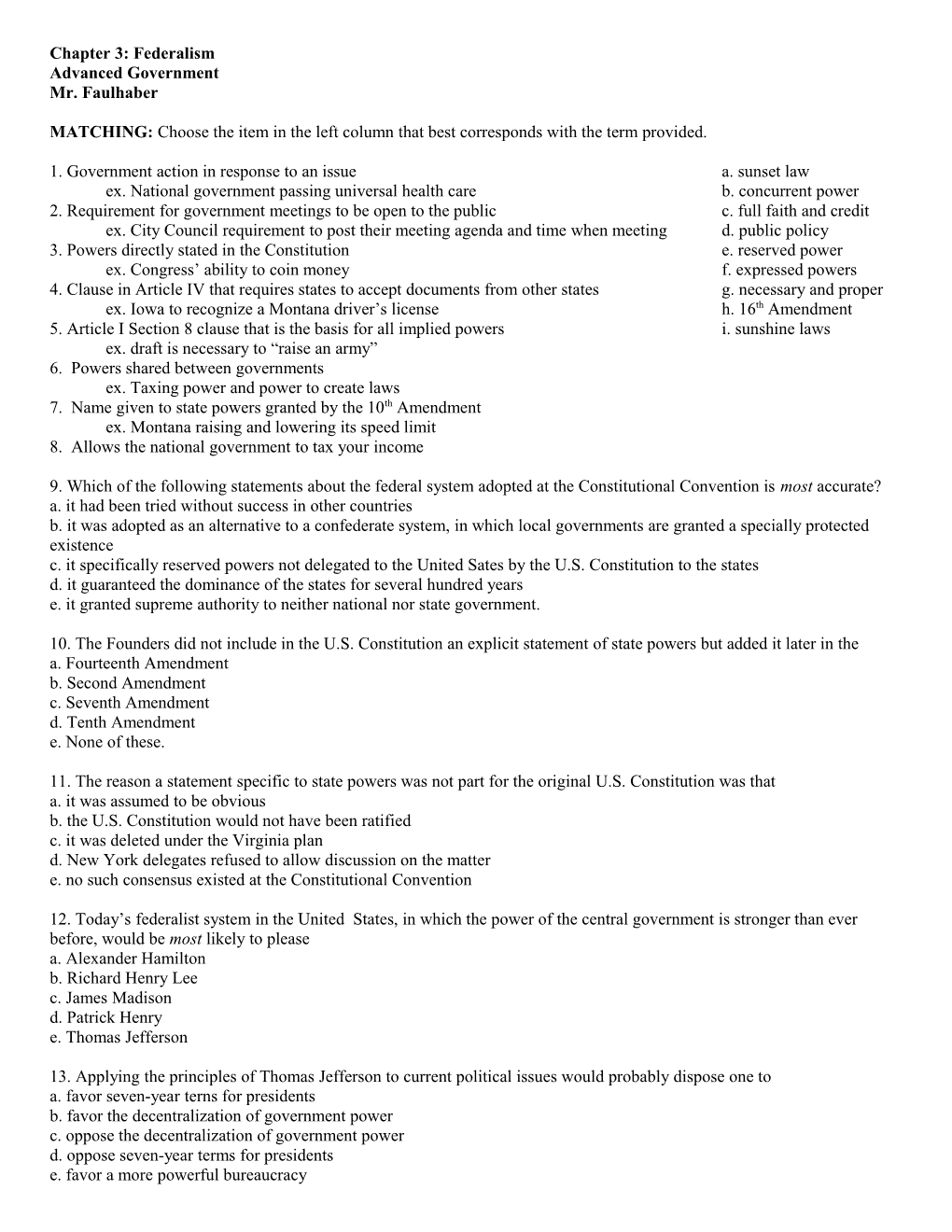 Chapter 3: Federalism