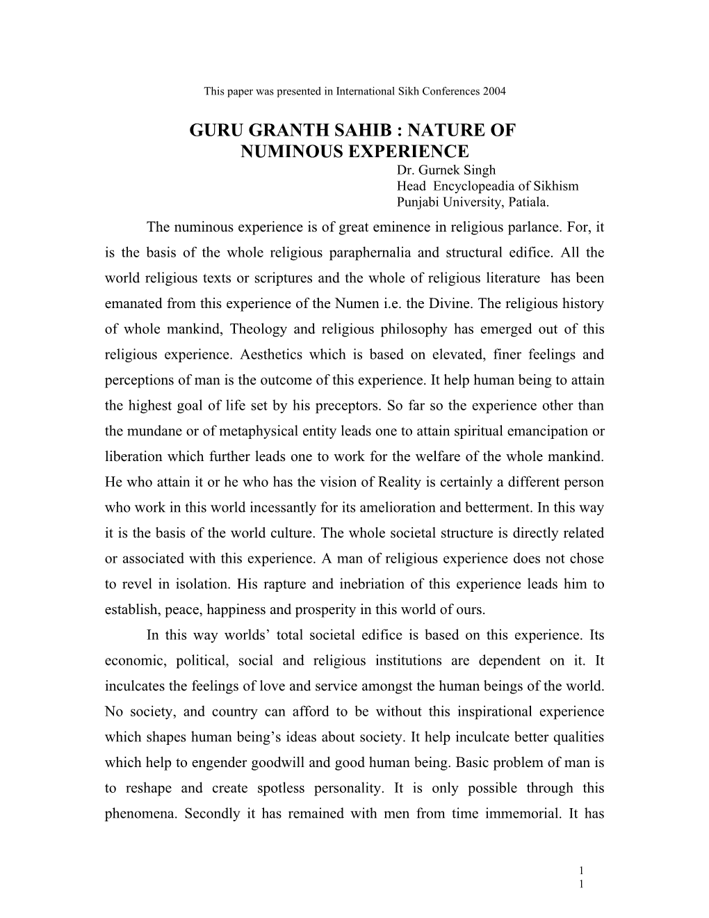 Guru Granth Sahib : Nature Of