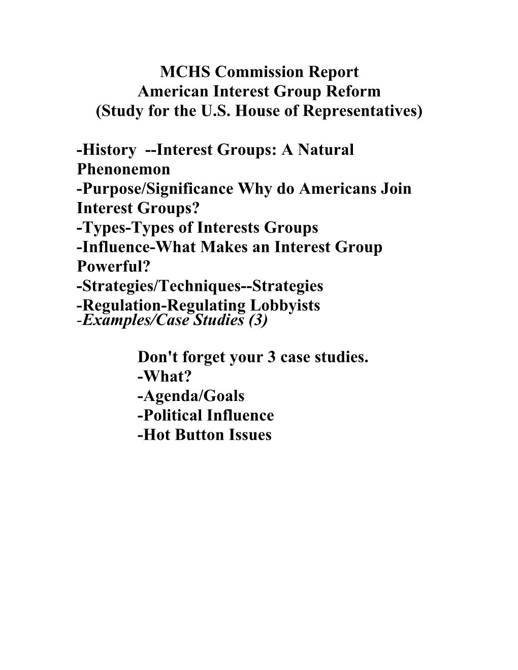 Interest Groups,MCHS Commission Report : American Interest Group Reform