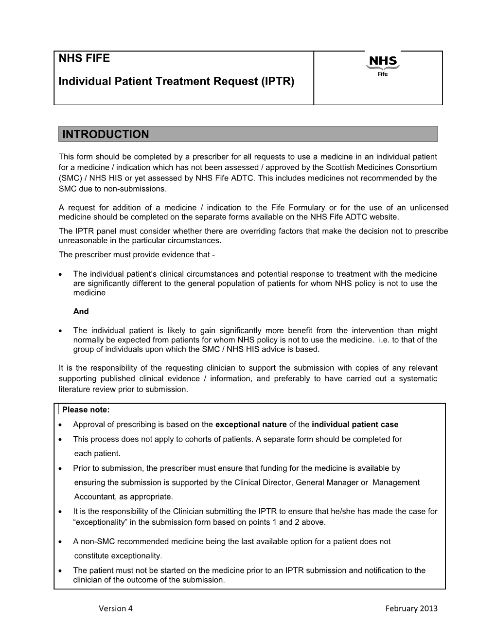 Request for a Medicine to Be Added to the Fife Joint Formulary