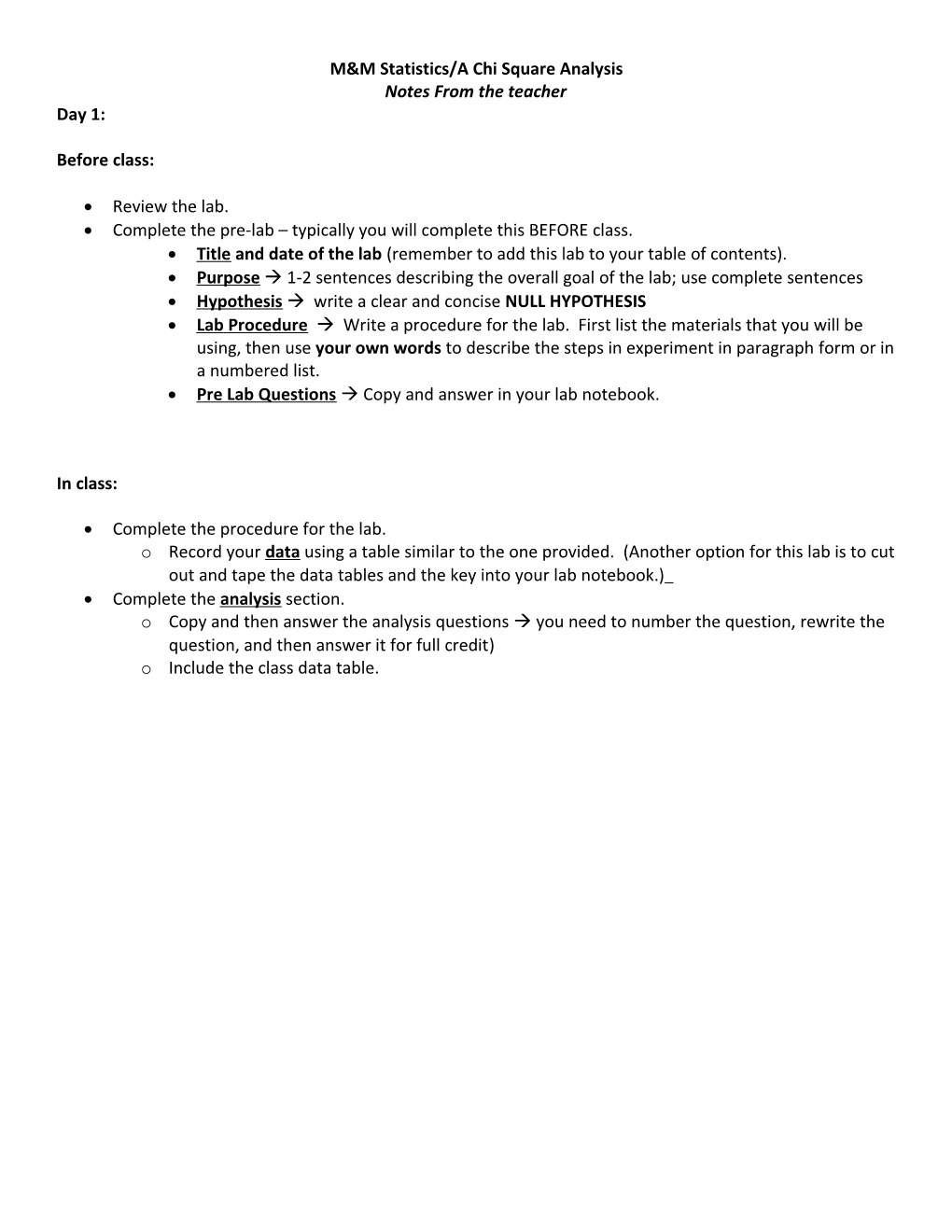 M&M Statistics/A Chi Square Analysis